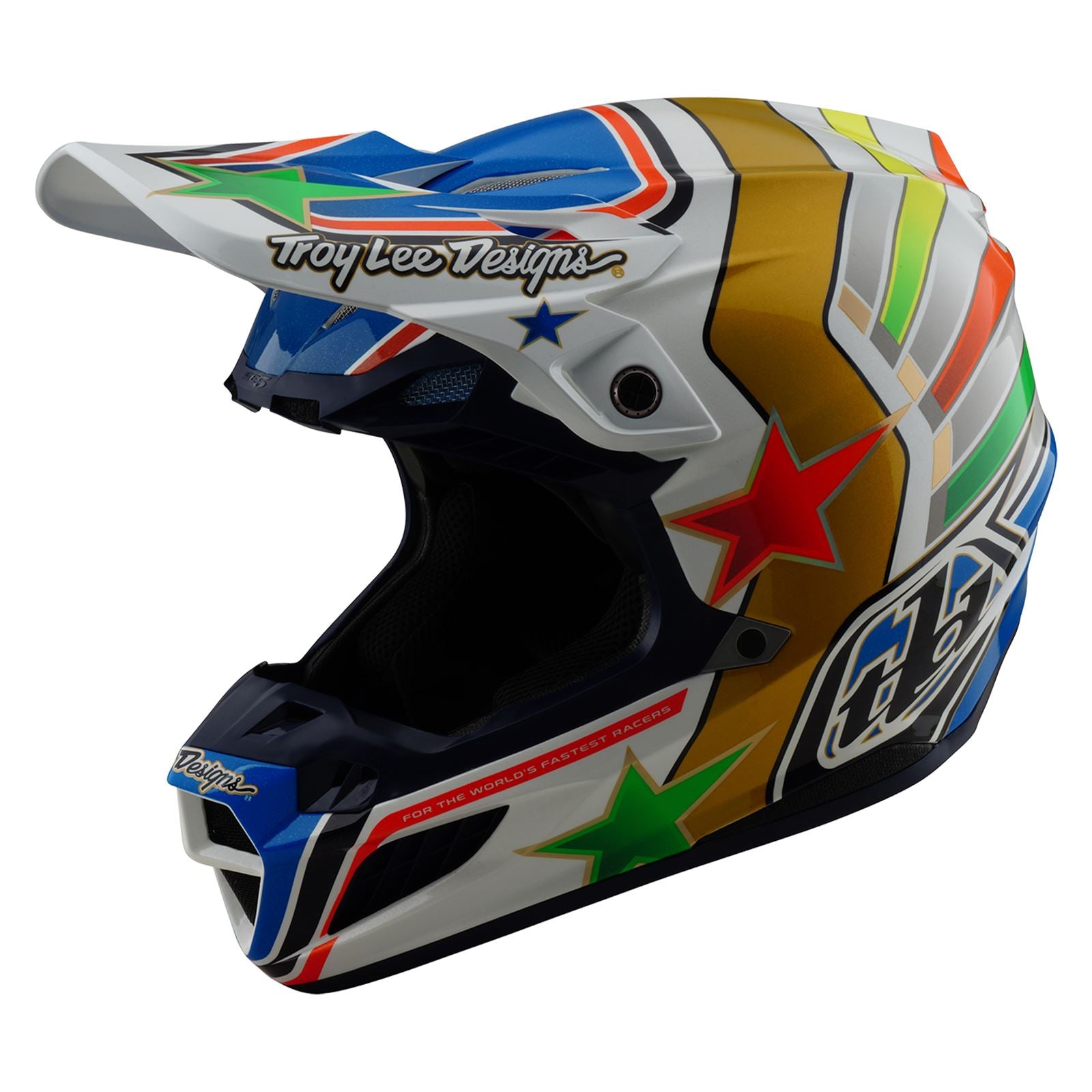Troy Lee Designs Spring 2025 MX Helmet SE5 Composite Rays White Blue